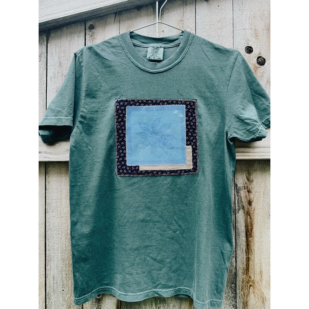 Blueberry Patchwork Shirt | Cyanotype Tee | Blueberry Shirt | Summer Womens Tee